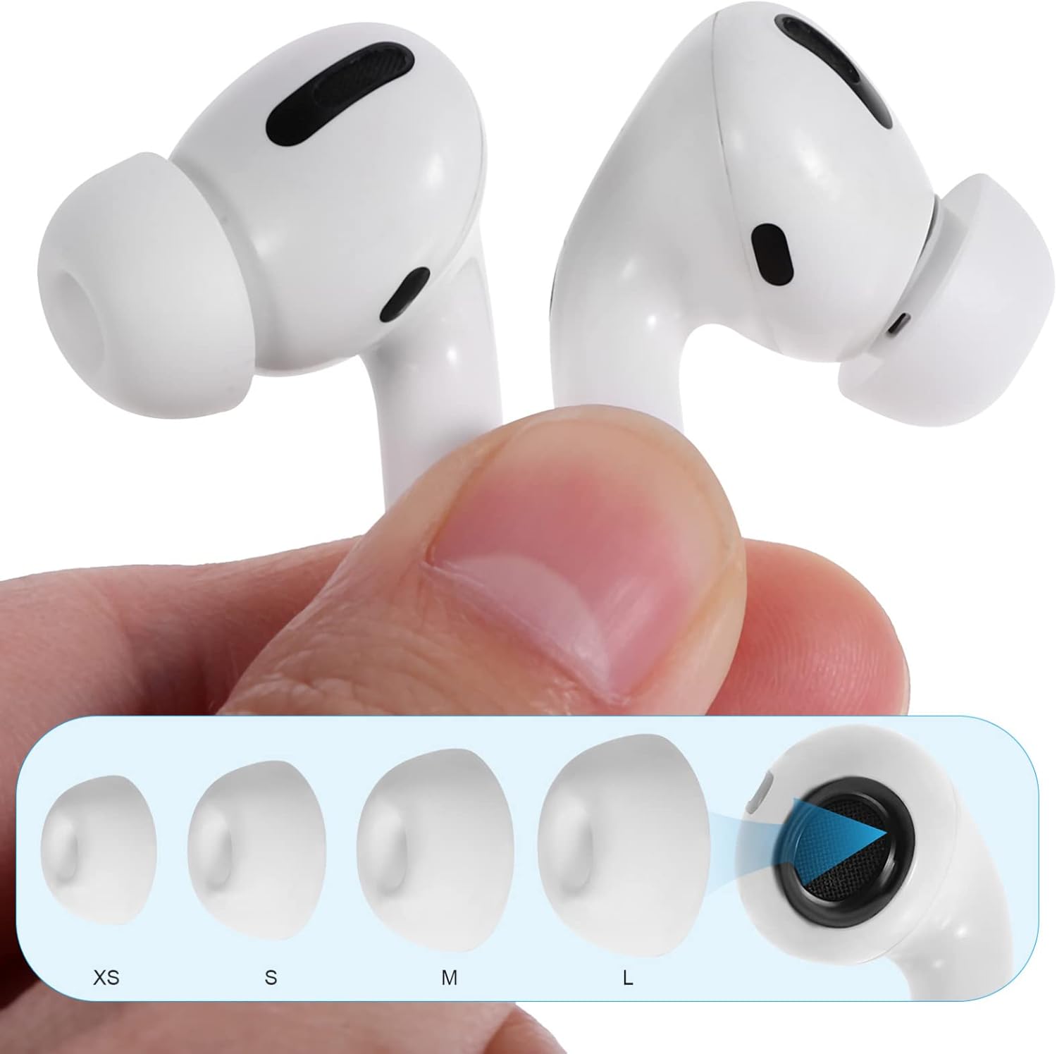 Gatuida Puntas de repuesto para las orejas, 8 pares de puntas de oreja, 4 tamaños de repuesto de goma de silicona para auriculares, accesorios de gel