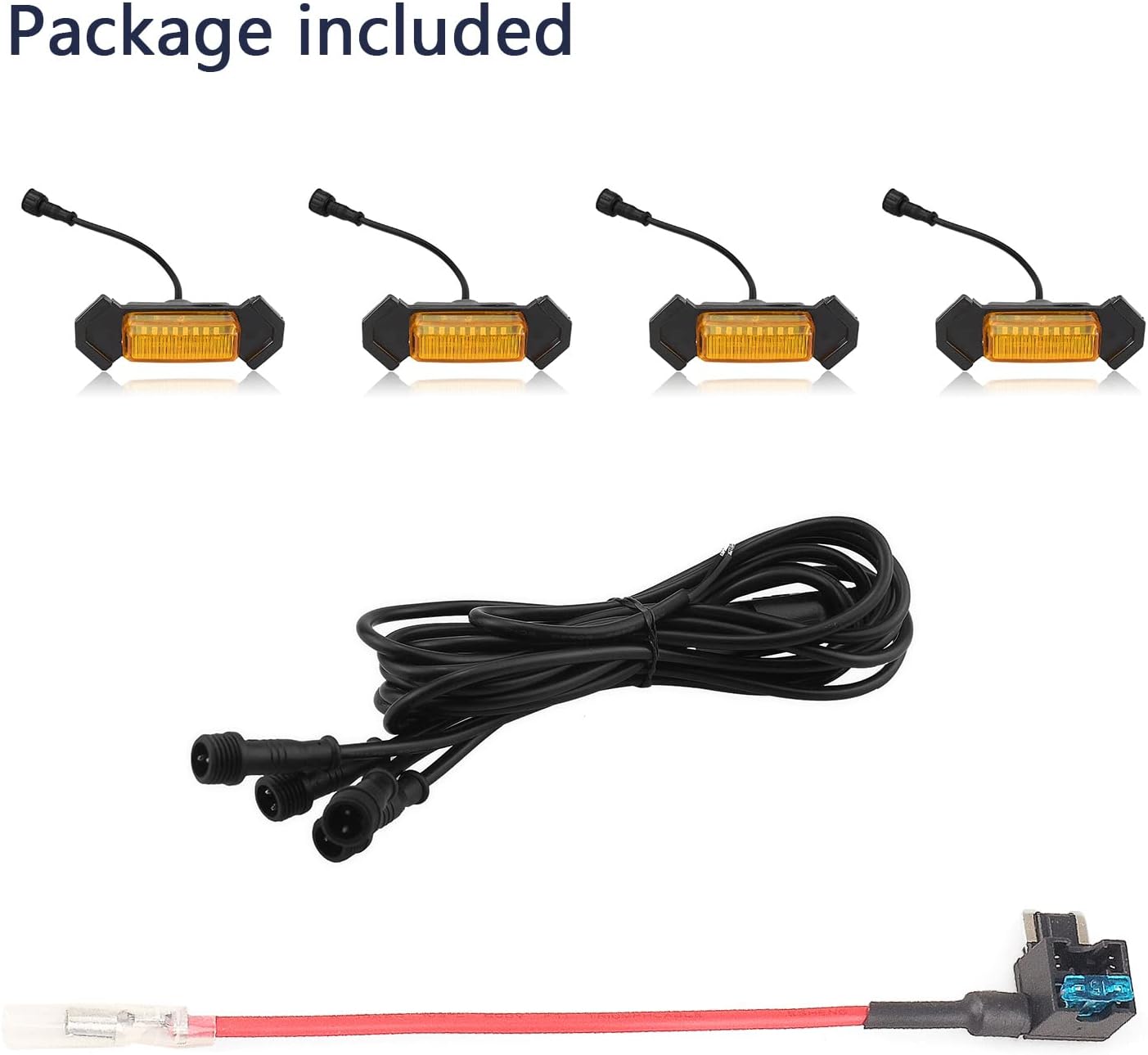 4 luces LED de rejilla para Toyota Tacoma TRD PRO 2016-2023 con fusible y arnés rejilla frontal de malla Raptor luces para Tacoma, carcasa ámbar con