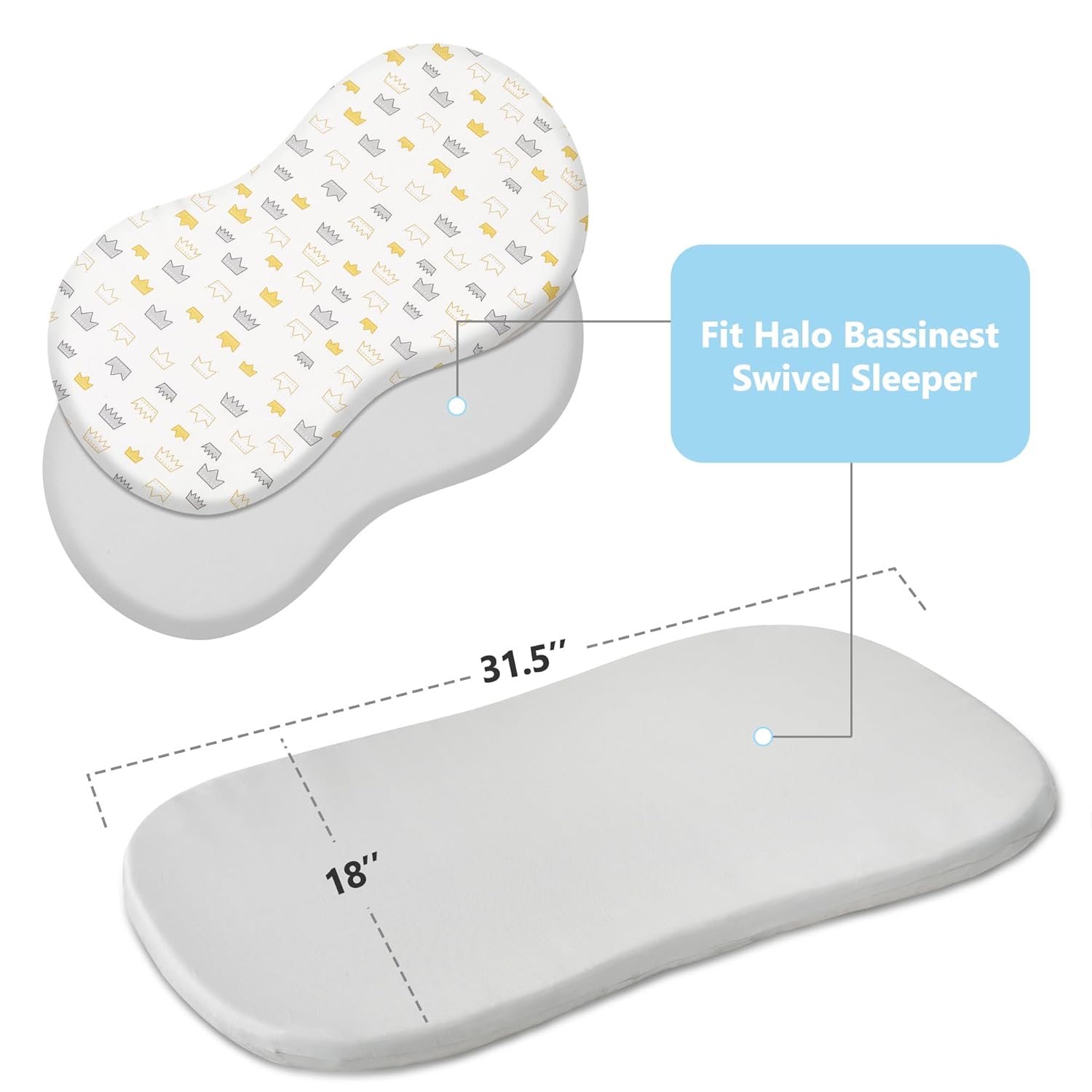 TILLYOU Sábanas bajeras de algodón para bebé niño y niña, aptas para cuna giratoria Halo, se adaptan a la sábana de colchón de cuna de reloj de