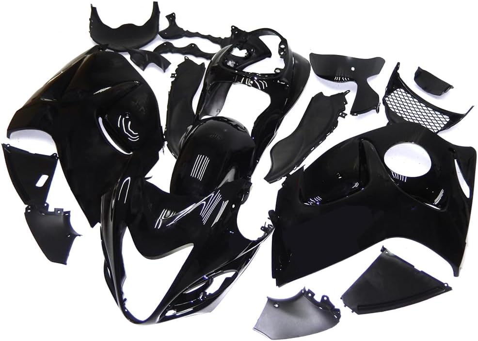 WYNMOTO Kit de carenado de plástico ABS negro brillante para Suzuki 2008-2020 Hayabusa GSXR1300 Carenados de motocicleta GSX-R1300 09 10 11 12 13 14