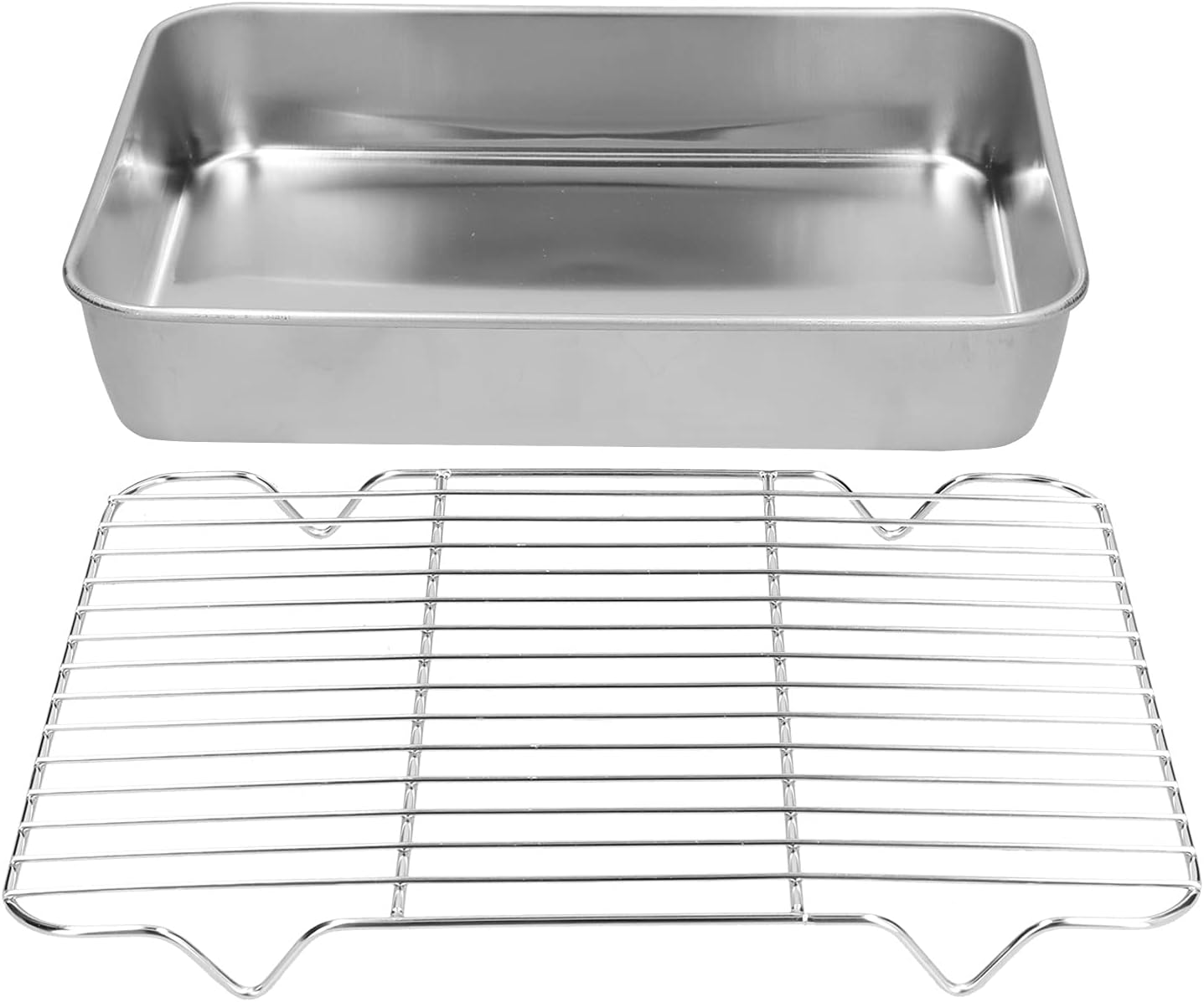Sartén para asar con estante para hornear, bandejas planas para hornear japonesas refrigeradas más oscuras, bandejas rectangulares para asar con