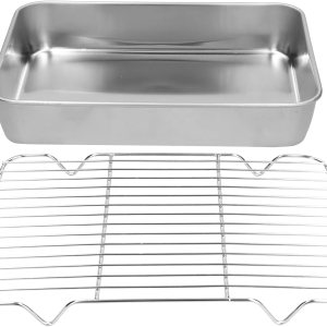 Sartén para asar con estante para hornear, bandejas planas para hornear japonesas refrigeradas más oscuras, bandejas rectangulares para asar con Sartén para asar con estante para hornear, bandejas planas para hornear japonesas refrigeradas más oscuras, bandejas rectangulares para asar con