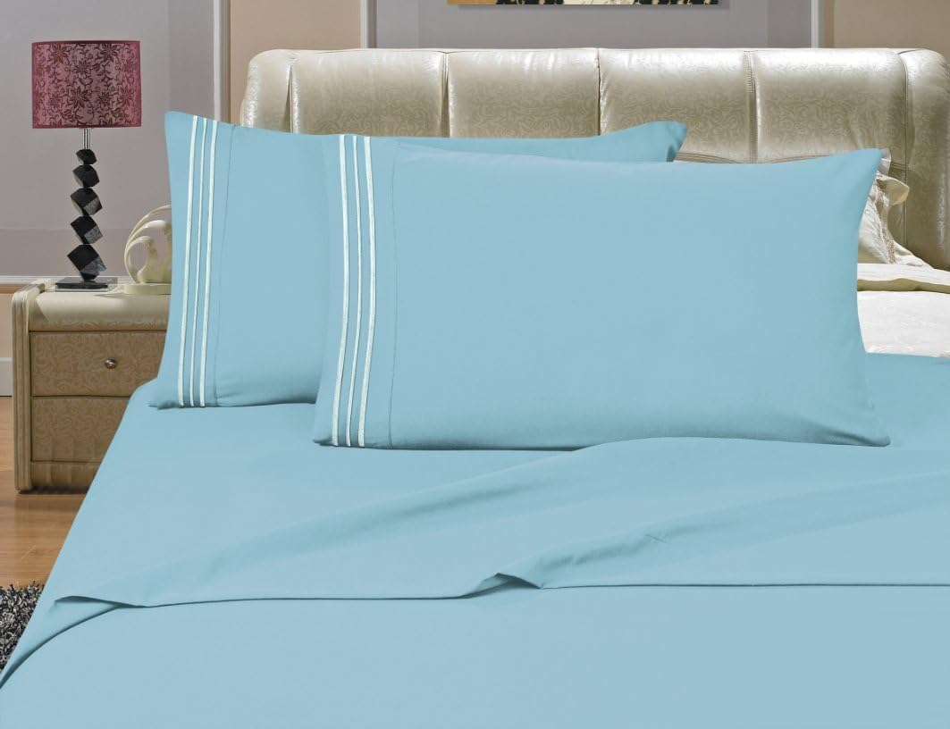 Elegance Linen Juego de sábanas de 1500 hilos tamaño California King, sedosas, suaves, lujosas, de 4 piezas, bolsillo profundo de hasta 16 pulgadas,