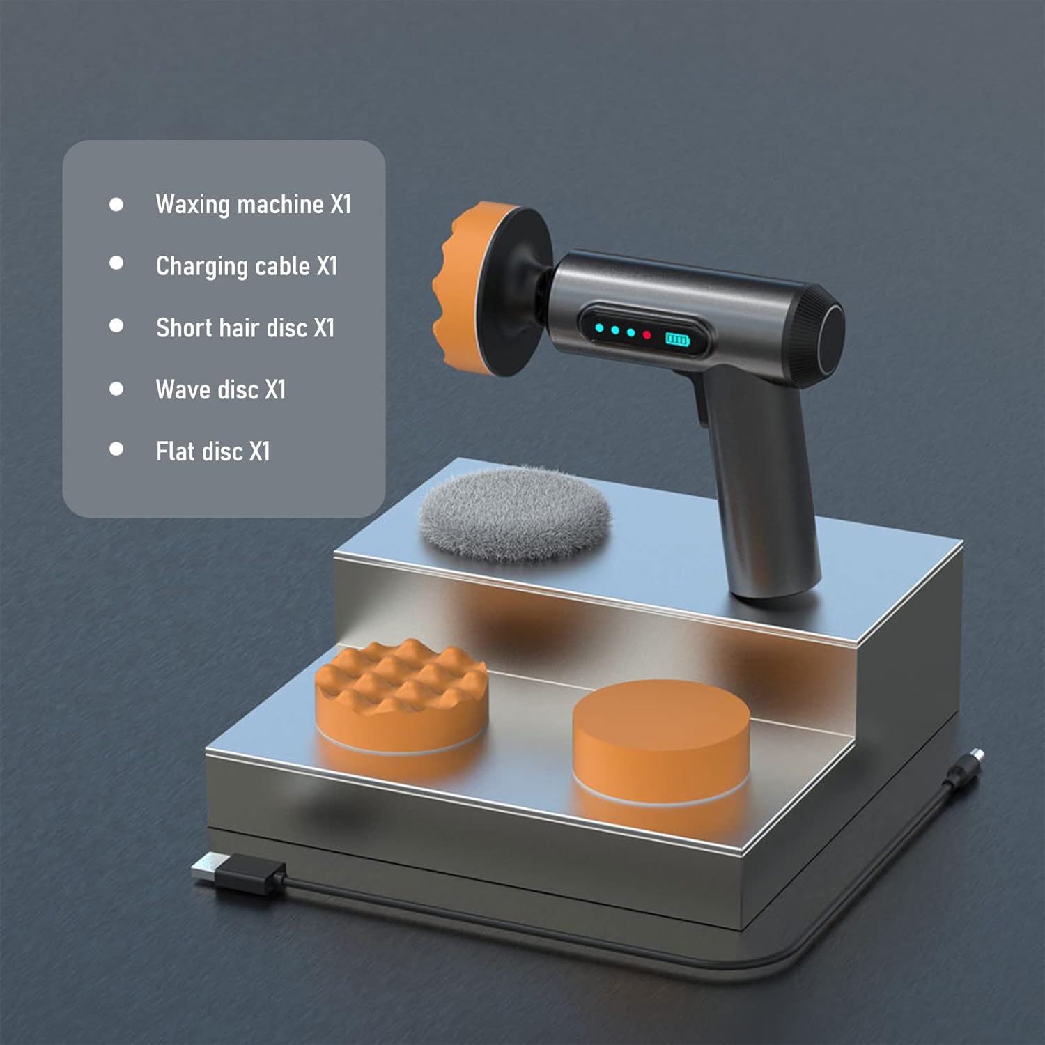 Cordless Car Buffer Polisher, Lightweight Brushless Car Polisher with 2000mah Lithium Rechargeable Battery 1300rpm 3 Polishing Pads Kit, Portable