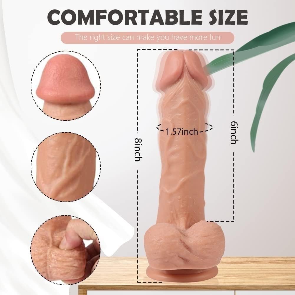 Consolador realista de silicona para principiantes, 8 pulgadas, pene realista flexible para mujeres, parejas, consoladores de estimulación del punto