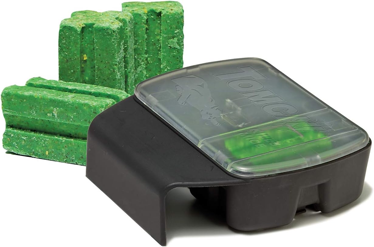 Tomcat Mouse Killer – Estación recargable resistente a los niños, con tapa transparente para un fácil monitoreo, 1 estación de cebo y 4 recambios