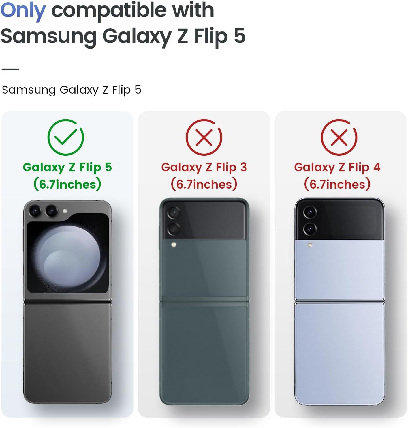 NGB Supremacy Funda para Samsung Galaxy Z Flip 5 (5G 2023) con protector de pantalla de vidrio templado, protector de lente de cámara, cordón de