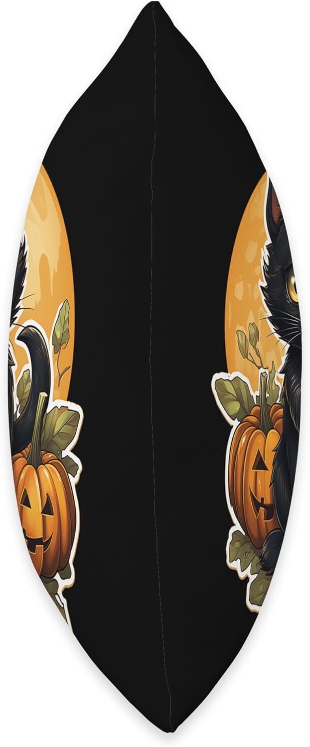 Cat Lover Gifts & Halloween Gifts & Spooky Gifts Almohada negra de calabaza y gato de Halloween, 18 x 18, multicolor