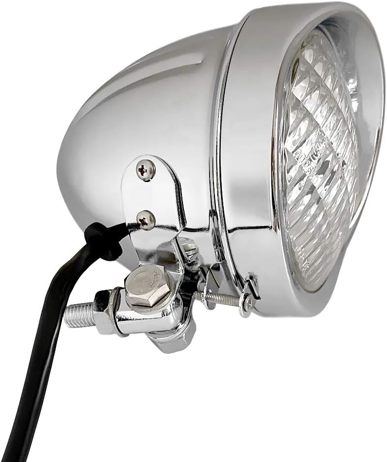 FATECIM 4.5 “motocicleta faro aluminio visera Bullet cromo cabeza luz lámpara para Harley Sportster XL Dyna Softail Bobber