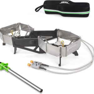 BRS -32 Estufa de camping plegable portátil expandible doble estufa – Fácil de operar, utensilios de cocina de camping con encendedor electrónico BRS -32 Estufa de camping plegable portátil expandible doble estufa – Fácil de operar, utensilios de cocina de camping con encendedor electrónico