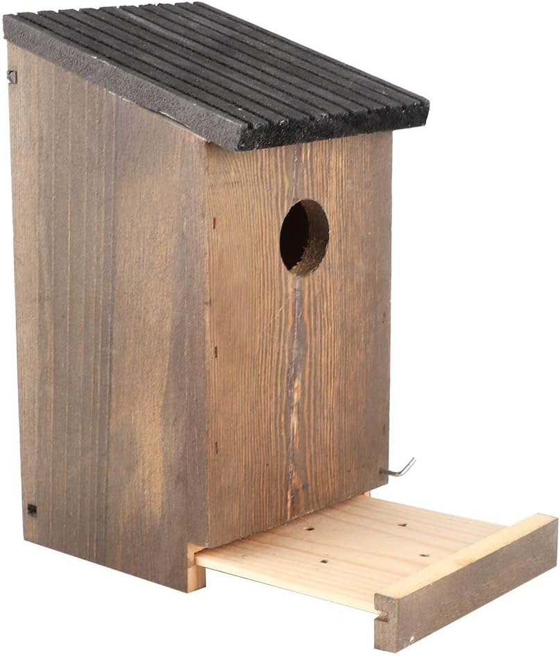 Fydun Hanging Wooden Bird House DIY Breeding Parrots Bird Nesting Box for Outdoor Garden Decoration Hanging Wooden Bird House for Family