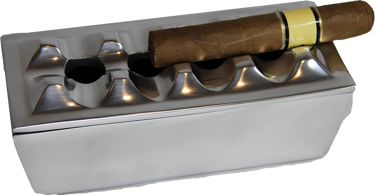 Cenicero de cigarros hecho de metal de aluminio  cenicero resistente al viento para puros a cigarrillos, diseño de 4 agujeros, resistente al viento
