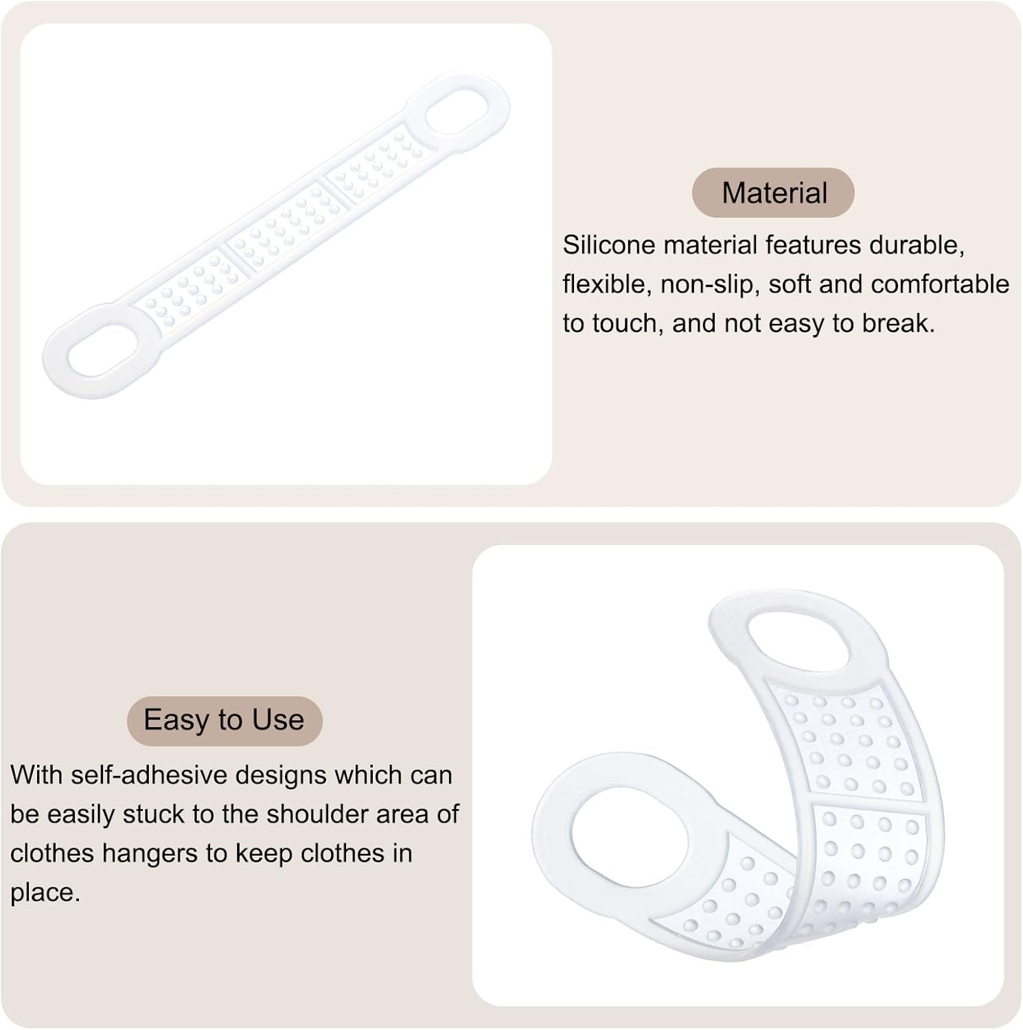 uxcell 100 tiras adhesivas de silicona antideslizantes para colgar ropa para perchas de madera y plástico, transparentes (3.94 x 0.47 pulgadas)