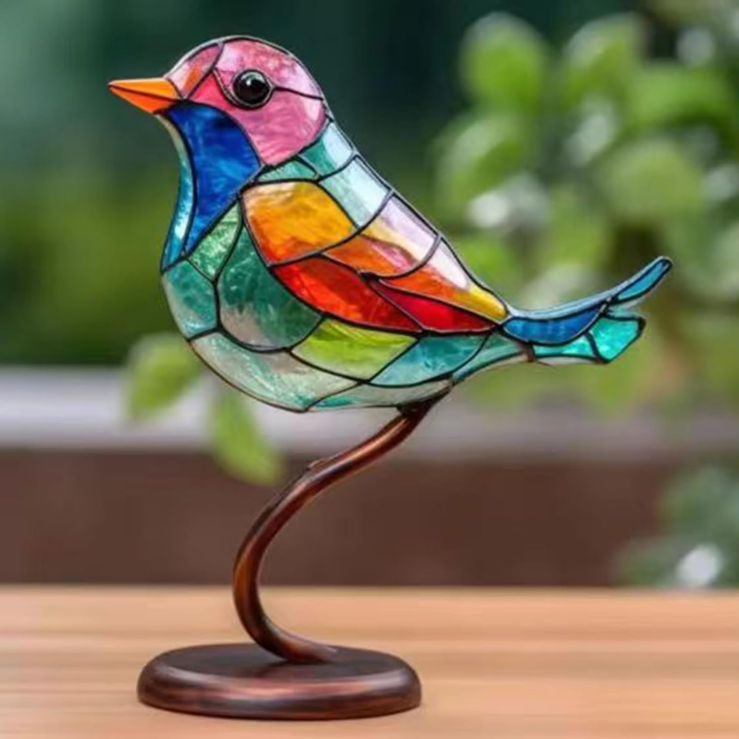 Adornos de escritorio de pájaros manchados en rama, estatua de acrílico manchada para manualidades, adornos de escritorio, pájaros, escultura de