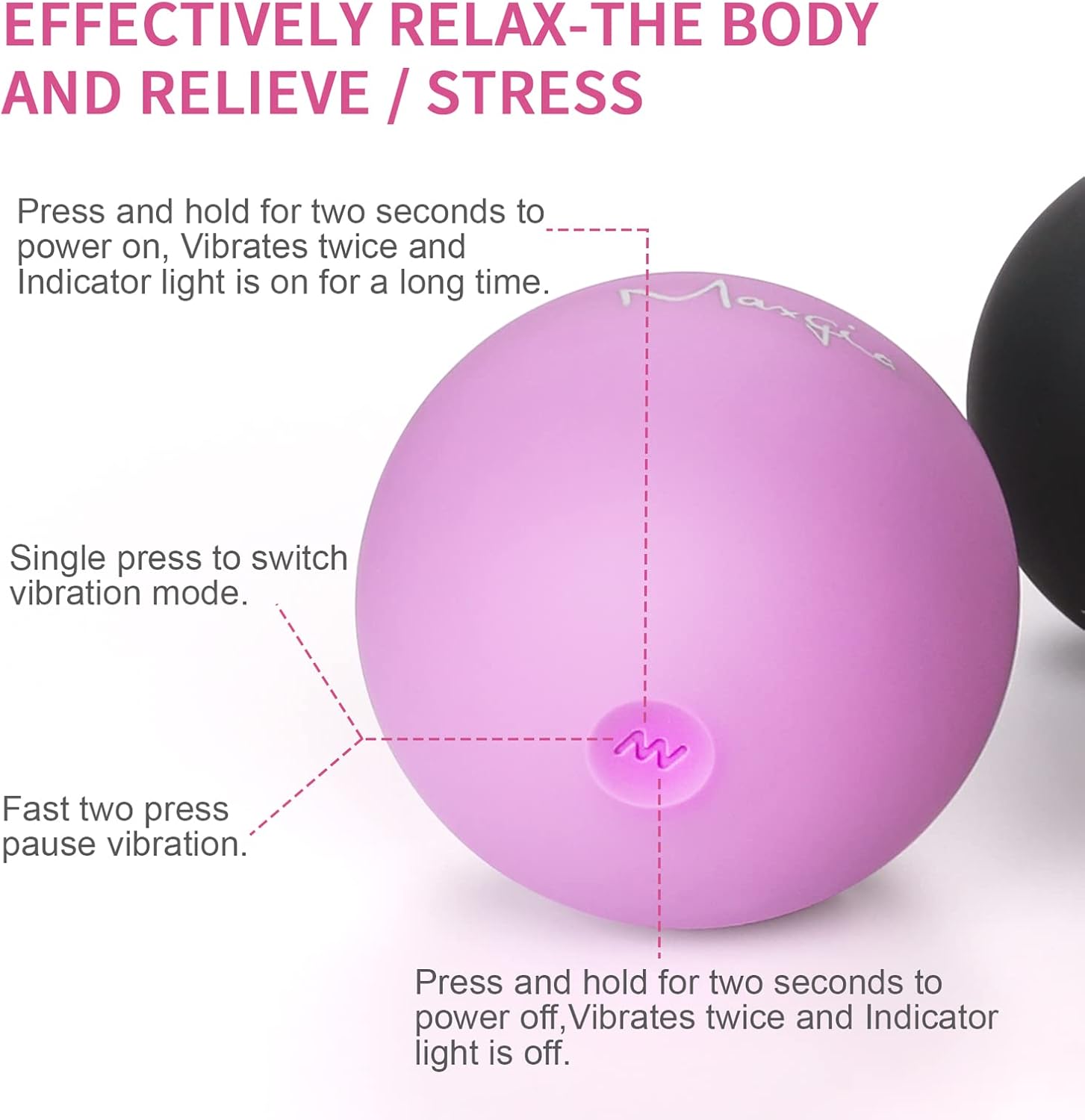 Bola de masaje vibratoria de 3 pulgadas, bola de masaje con vibraciones de 5 velocidades para músculos y fitness, alivio del dolor de fascitis