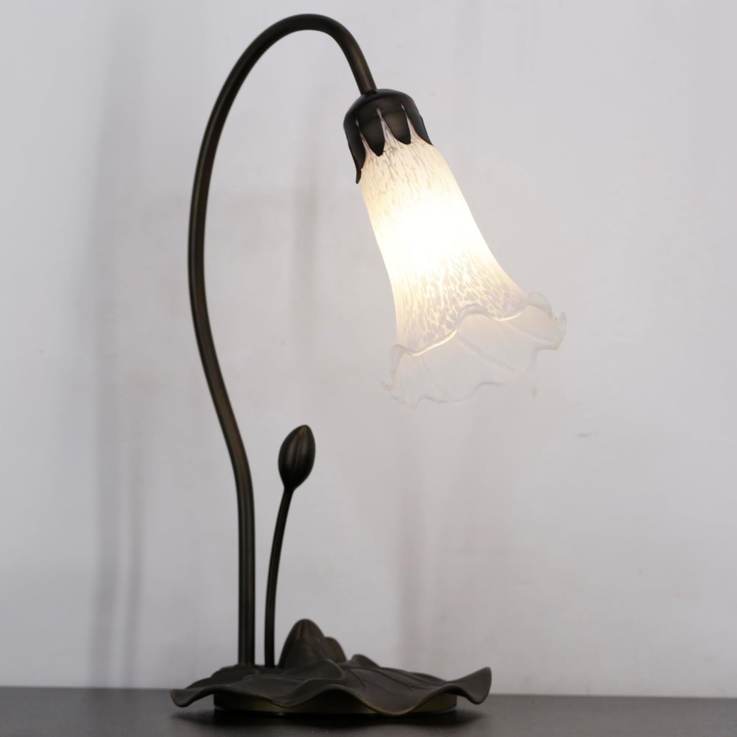 Lily – Pantalla de cristal de tulipán nublado para lámpara de cristal de repuesto para mesa estilo Tiffany