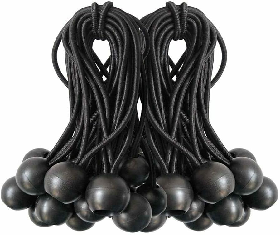 VCT (100) Cuerda elástica de bola negra de 9 pulgadas para toldo resistente