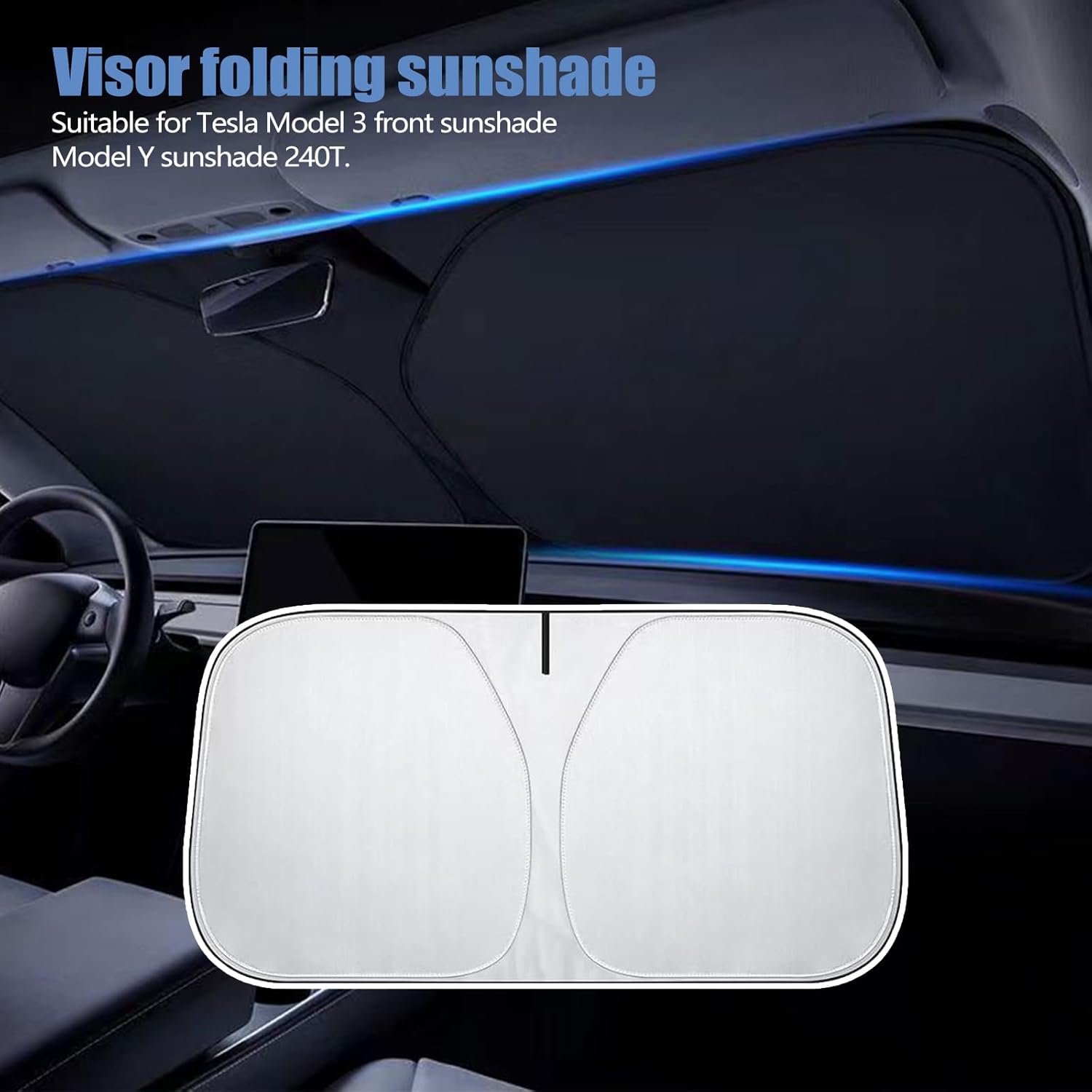 1 parasol para parabrisas de automóvil, 55.1 x 27.5 pulgadas, plegable de 0 pulgadas, cubierta aislante transmisora de luz, protección contra el