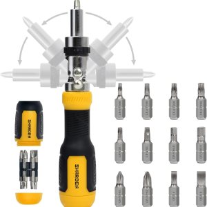 SHARDEN Destornillador de trinquete Destornillador de puntas múltiples Herramienta 13 en 1 Juego de destornilladores de trinquete de cabeza SHARDEN Destornillador de trinquete Destornillador de puntas múltiples Herramienta 13 en 1 Juego de destornilladores de trinquete de cabeza