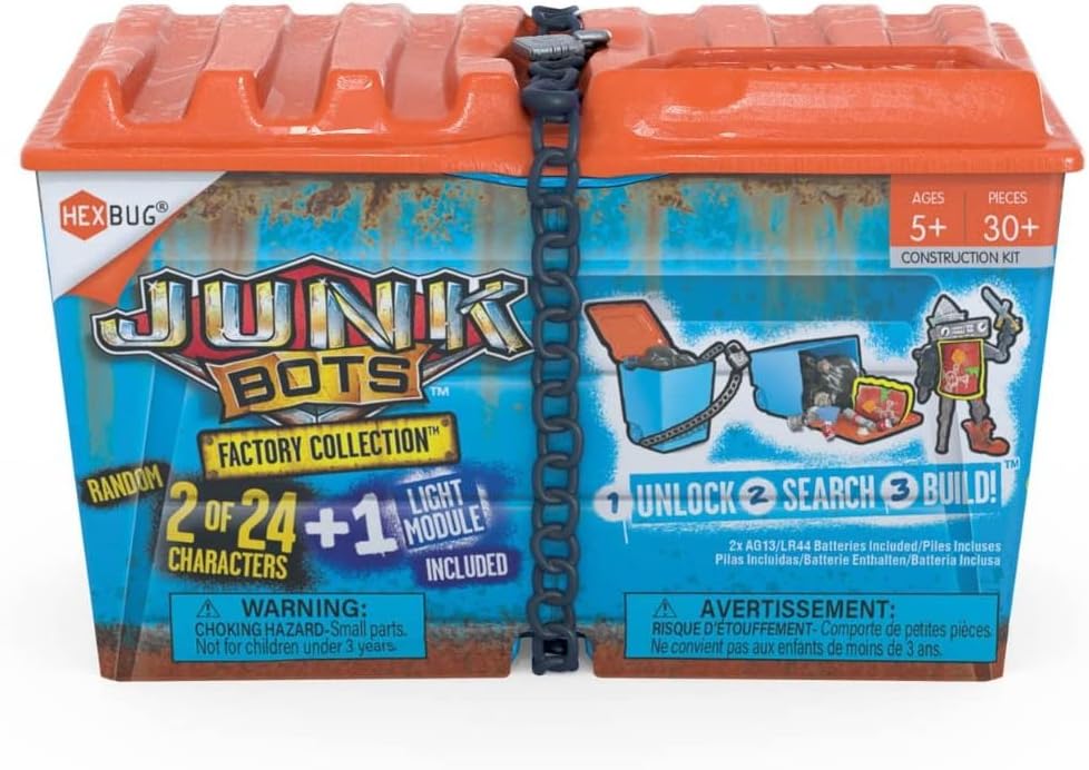 HEXBUG JUNKBOTS Factory Collection Alley Dumpster, juguetes sorpresa en cada caja LOL con niños y niñas, juguetes impulsados por extraterrestres