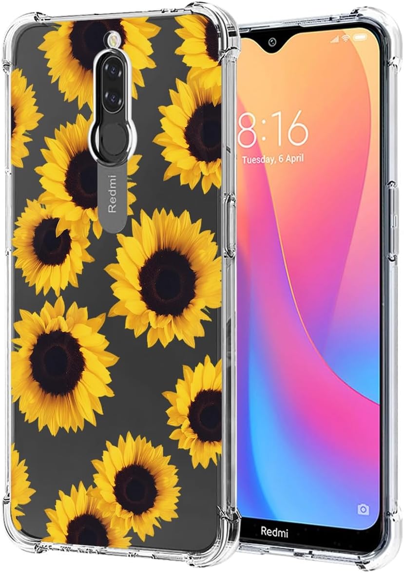 Sidande Funda para Redmi 8A, Redmi 8 A MZB8458IN Funda para niñas y mujeres, transparente floral, suave, flexible, TPU delgada, funda protectora