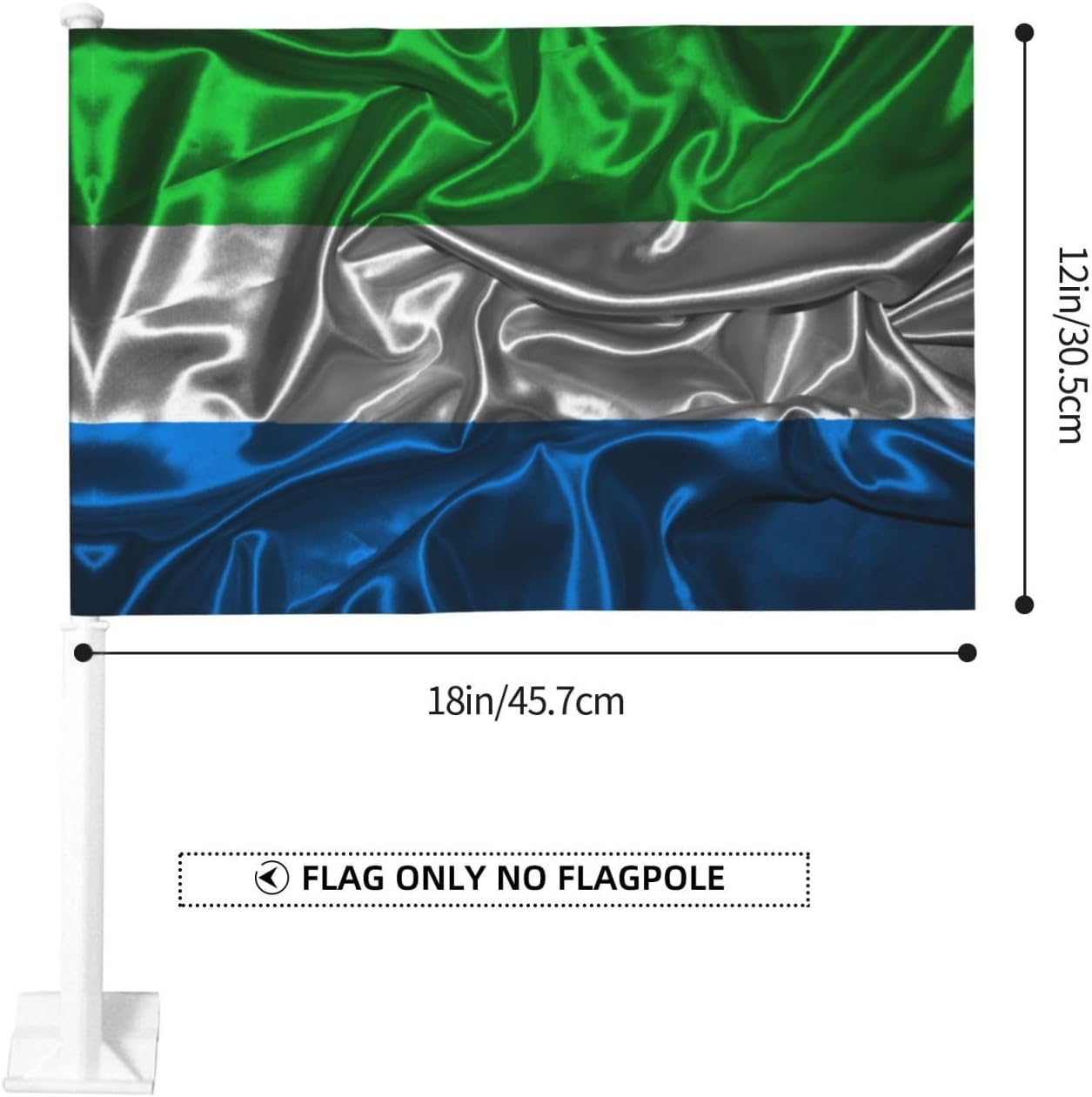 Double Sided Printing Silk Style Flag Of Sierra Leone Car Flag 12×18 Inches Car Window Clip Flags Car Decoration Banner