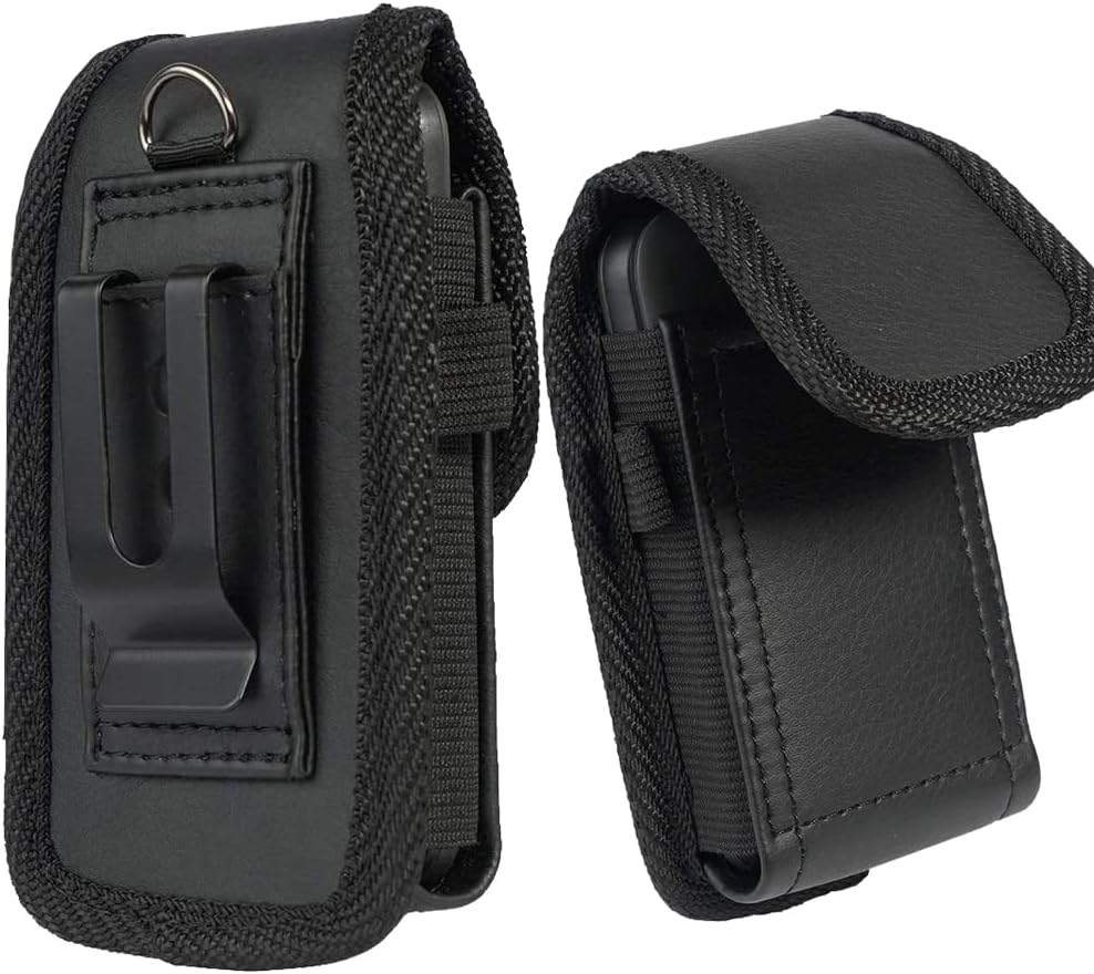 Funda Kyocera DuraXE Epic, Kyocera DuraXA Equip Case, Kyocera DuraXV Extreme Case, Funda elástica de piel vegana con clip de lazo de metal para