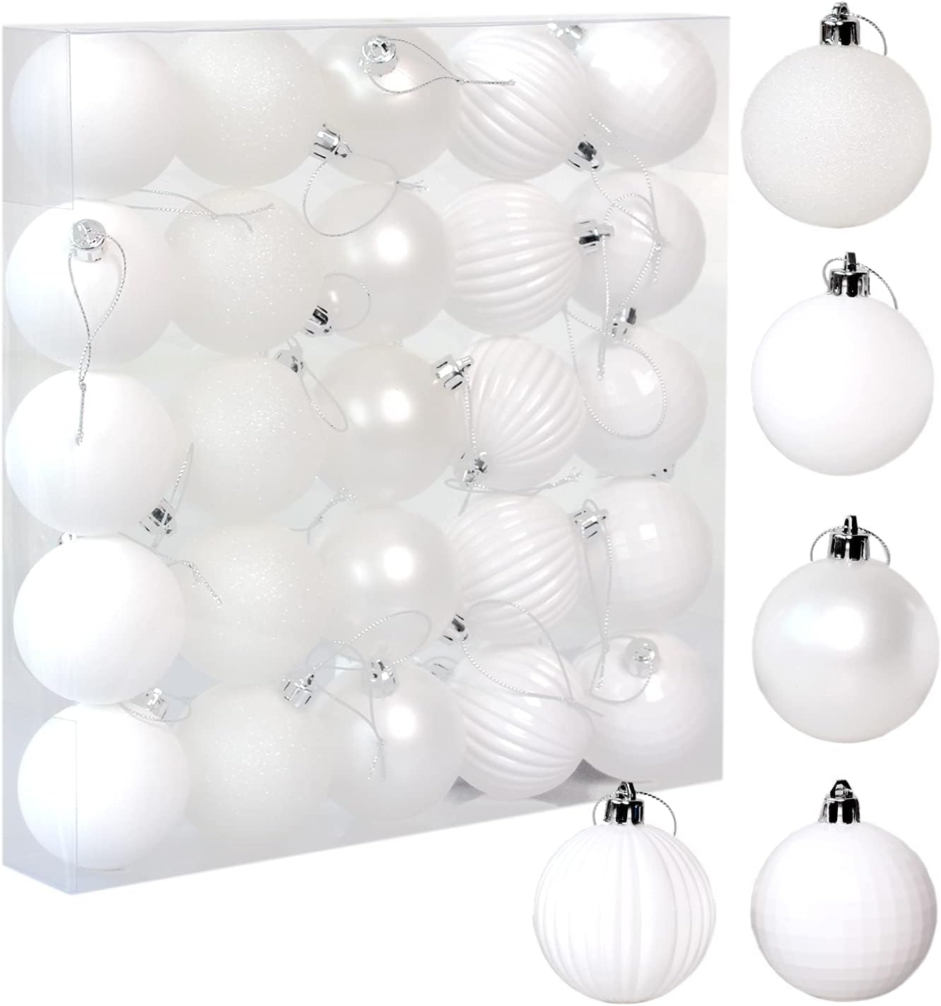 Adornos de bolas de Navidad, 5 acabados, bolas de Navidad decorativas, celebraciones, bodas, decoraciones de fiesta, 25 bolas colgantes para árbol