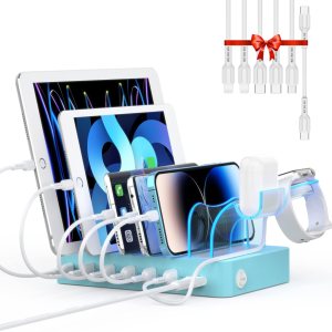 SooPii Estación de carga PD de 60 W y 6 puertos para múltiples dispositivos, 20 W PD USB C carga rápida para lPhone 141312, 6 cables cortos SooPii Estación de carga PD de 60 W y 6 puertos para múltiples dispositivos, 20 W PD USB C carga rápida para lPhone 141312, 6 cables cortos