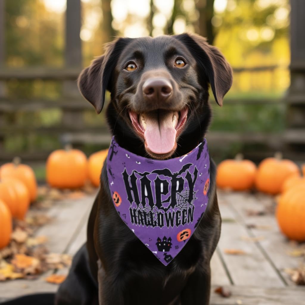 Bandana de Halloween para perros  2 pañuelos triangulares ajustables para mascotas para todas las razas  Pañuelo lavable para cachorros de Acción de