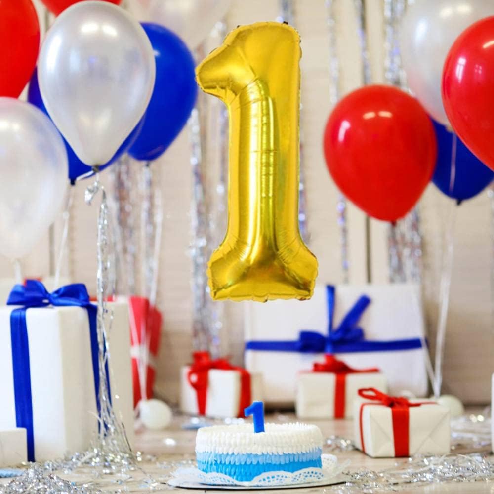 Globos digitales de helio de 40 pulgadas con números dorados de Mylar para baby shower, fiesta de cumpleaños, celebración, decoraciones de