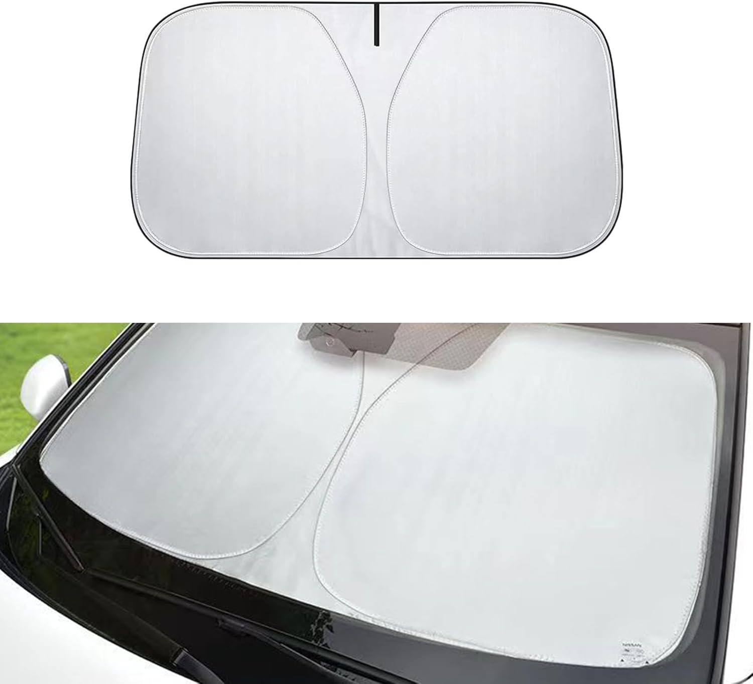 1 parasol para parabrisas de automóvil, 55.1 x 27.5 pulgadas, plegable de 0 pulgadas, cubierta aislante transmisora de luz, protección contra el