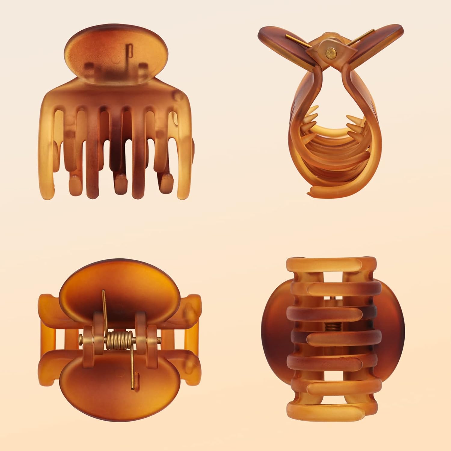 12 pinzas para el cabello de doble fila, pinzas de mandíbula medianas de 1.6 pulgadas, pinzas para el cabello de garra pequeña mate y brillante,