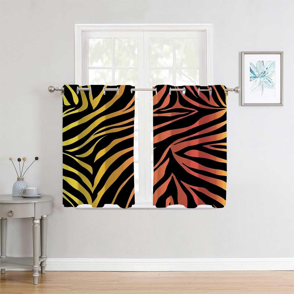 YANFENQI Living-Room Curtains Colorful Zebra Modern Sliding Door Curtains Blackout Cortinas para Ventanas De Cuarto 63Inch Width by 63Inch Length,2