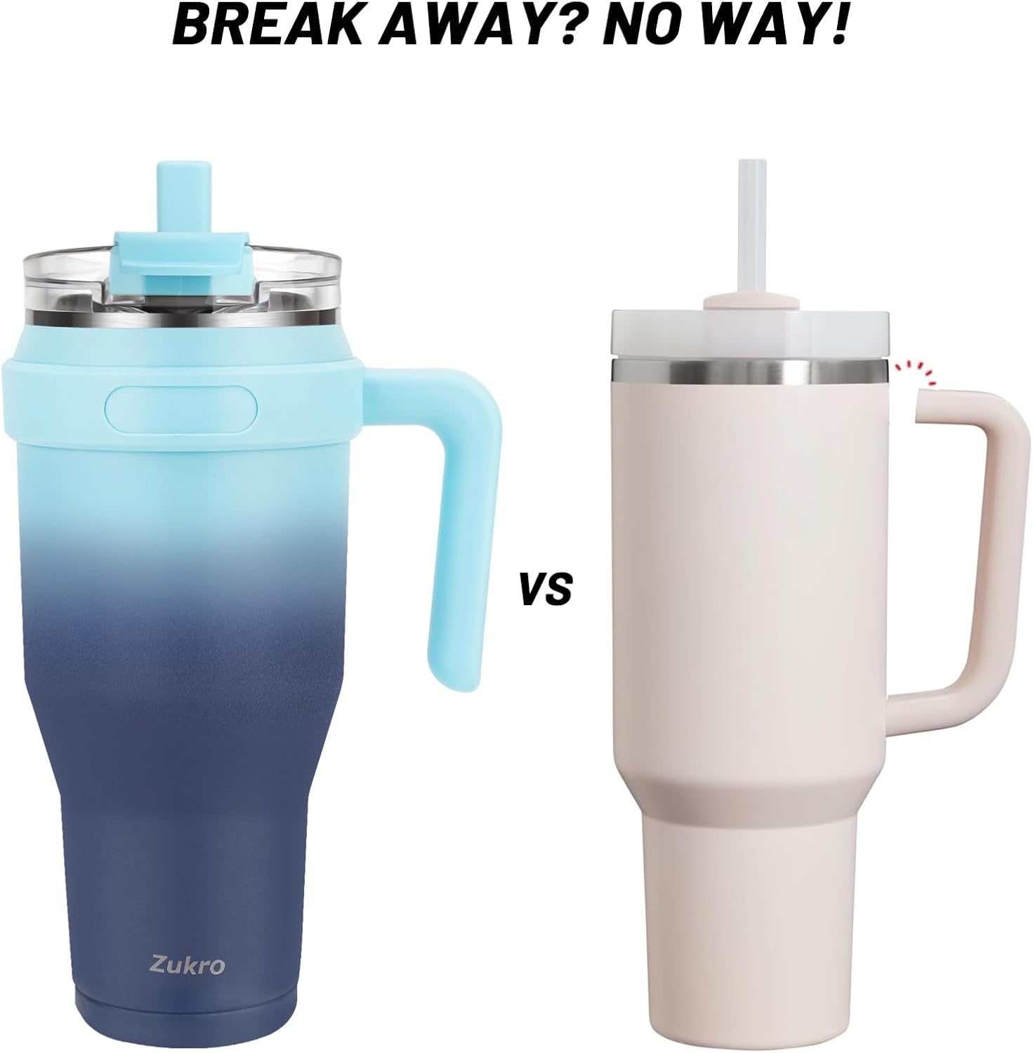 Vaso de 40 onzas con asa y popote abatible, vaso de acero inoxidable aislado con tapa para sorbopopote 2 en 1, taza de viaje a prueba de fugas, cabe