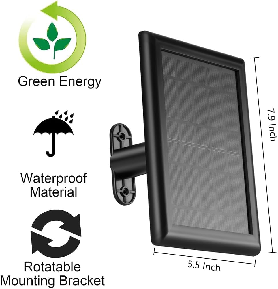 Panel solar para batería de cámara de foco de anillo, cargador solar compatible con cámara de anillo, batería de cámara de anillo para exteriores