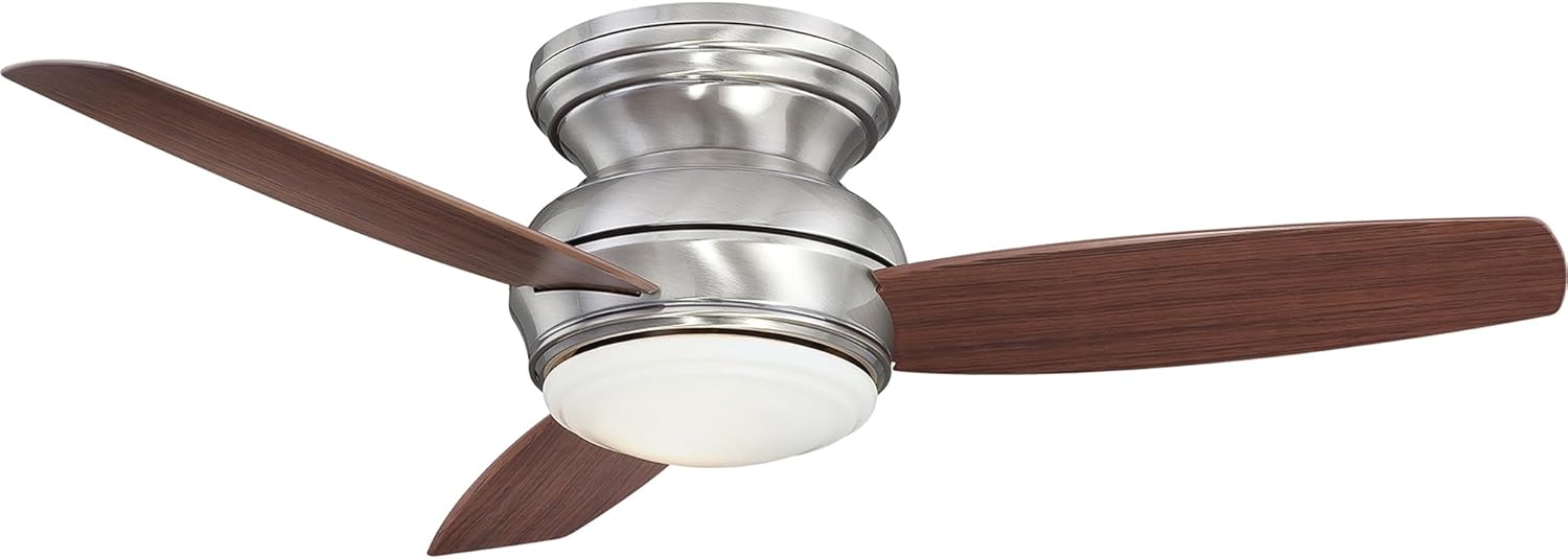 Minka-Aire F593L-PW Tradtional Concept Ventilador de techo empotrado de 44 pulgadas con luz LED integrada de 14 W en acabado de peltre