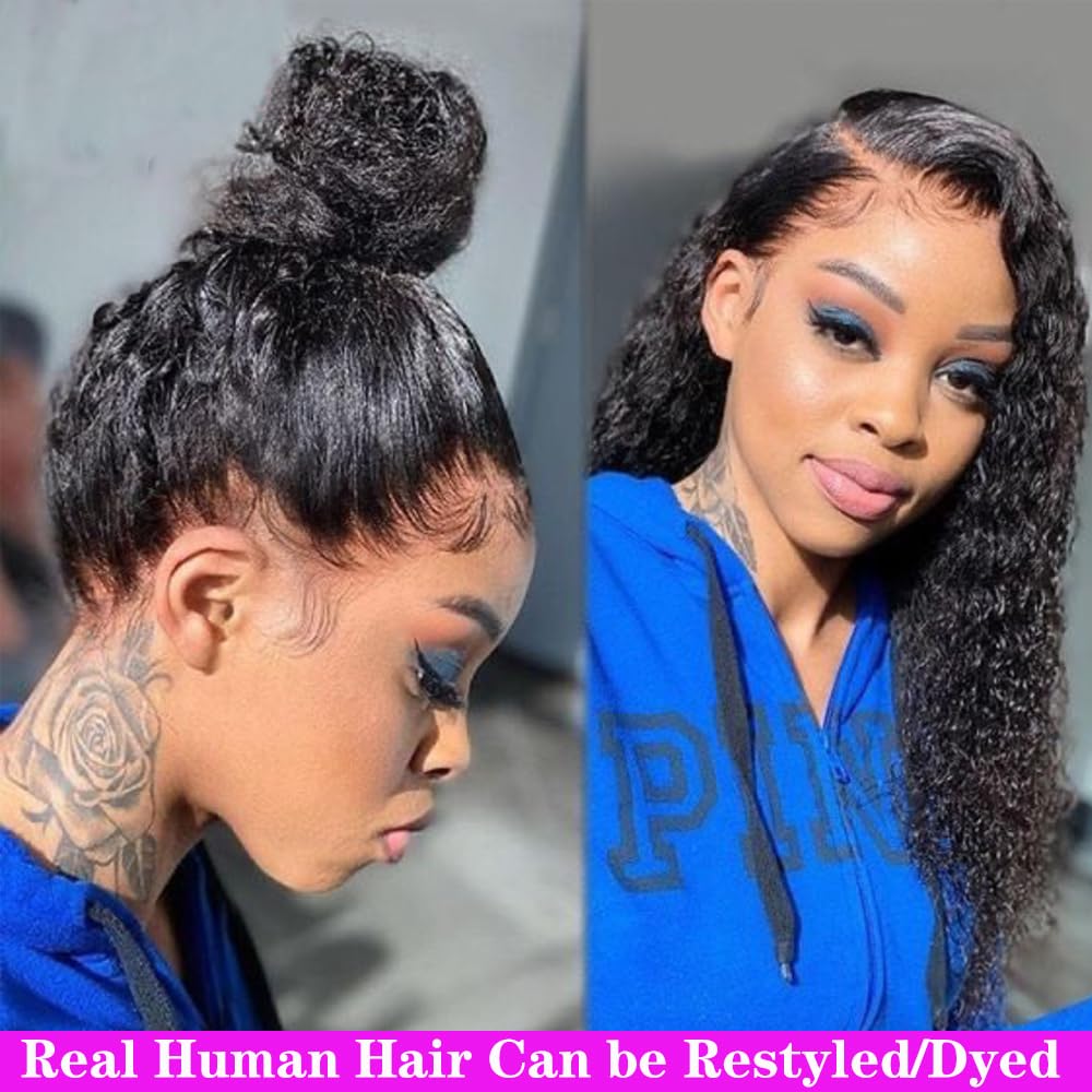Maxine Pelucas de cabello humano ondulado 360 con encaje frontal prearrancado, sin pegamento, densidad del 180%, pelucas de cabello humano de 22