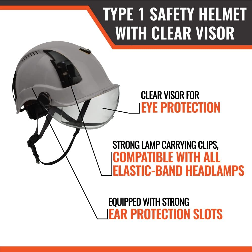 Malta Dynamics APEX ANSI Z89.1 – Casco de seguridad tipo 1 para construcción con viseras complementarias