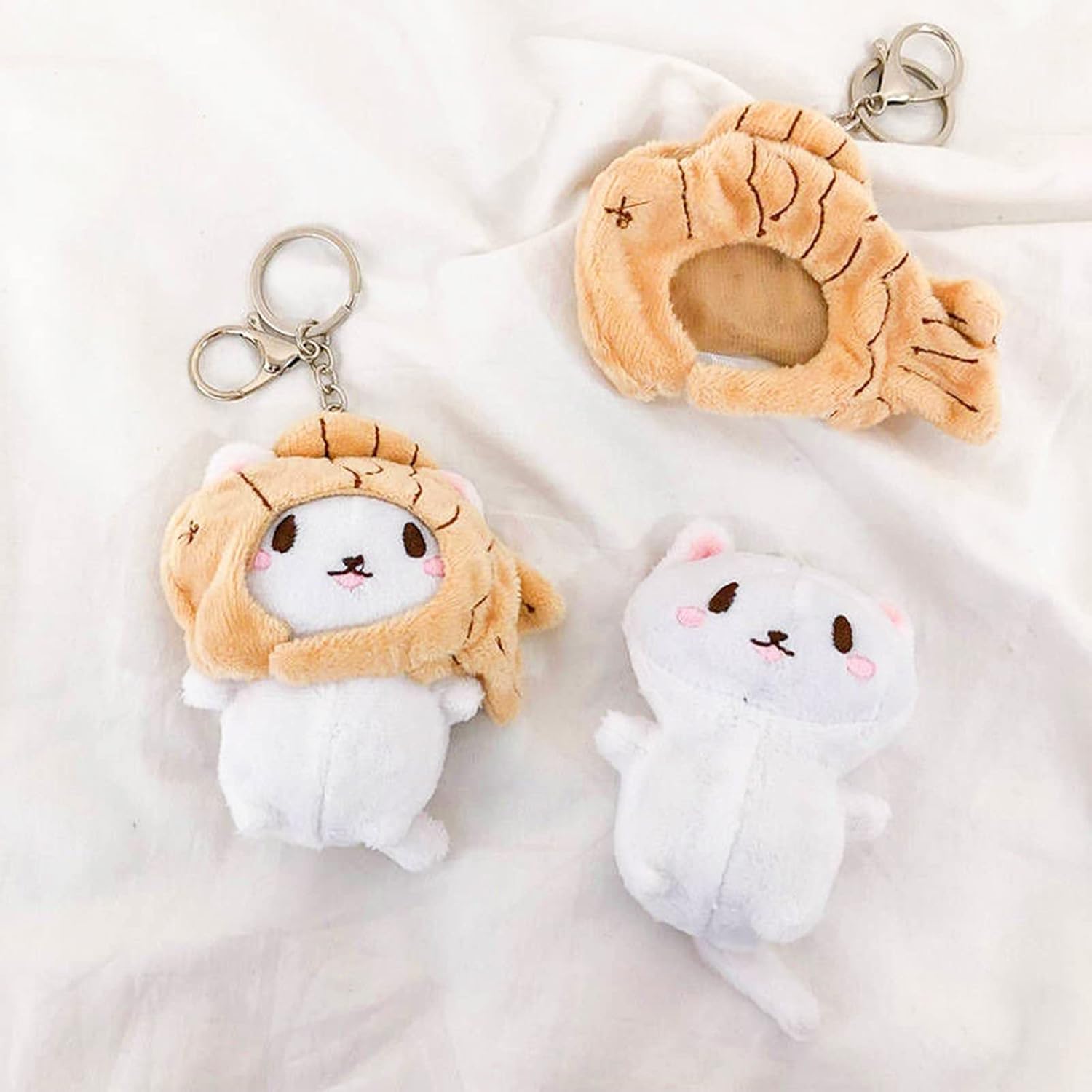 Llavero corto para mujer, diseño de gato Taiyaki, colgante creativo de animales, colgante de muñeca desmontable