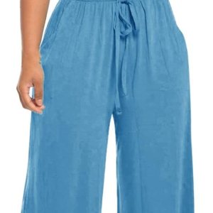 Enterizo de verano para mujer, sin tirantes, con hombros descubiertos, con cordón, pierna ancha, pantalones largos Enterizo de verano para mujer, sin tirantes, con hombros descubiertos, con cordón, pierna ancha, pantalones largos