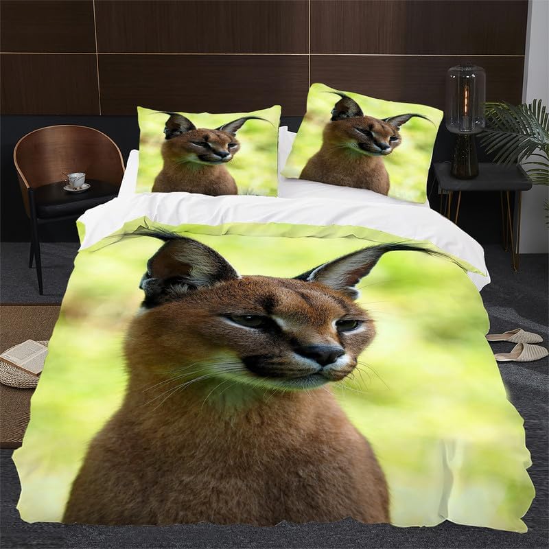 Juego de funda de edredón tamaño individual con estampado de animales, funda de edredón de microfibra suave y 2 fundas de almohada de 20 x 26