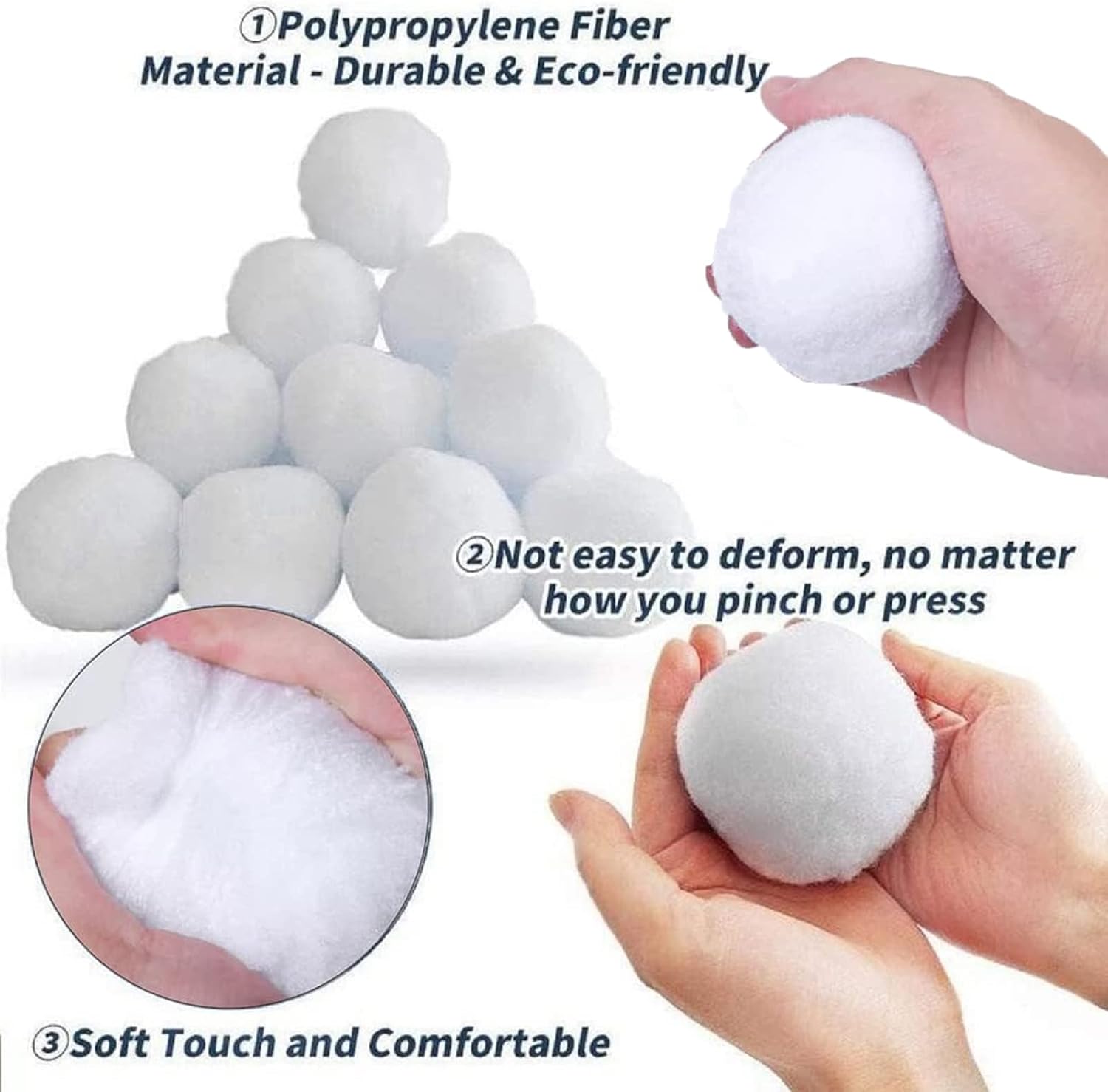 Juego de 75 bolas de nieve para interiores, bolas de nieve falsas para niños en interiores, decoración de bolas de nieve falsas blancas de Navidad