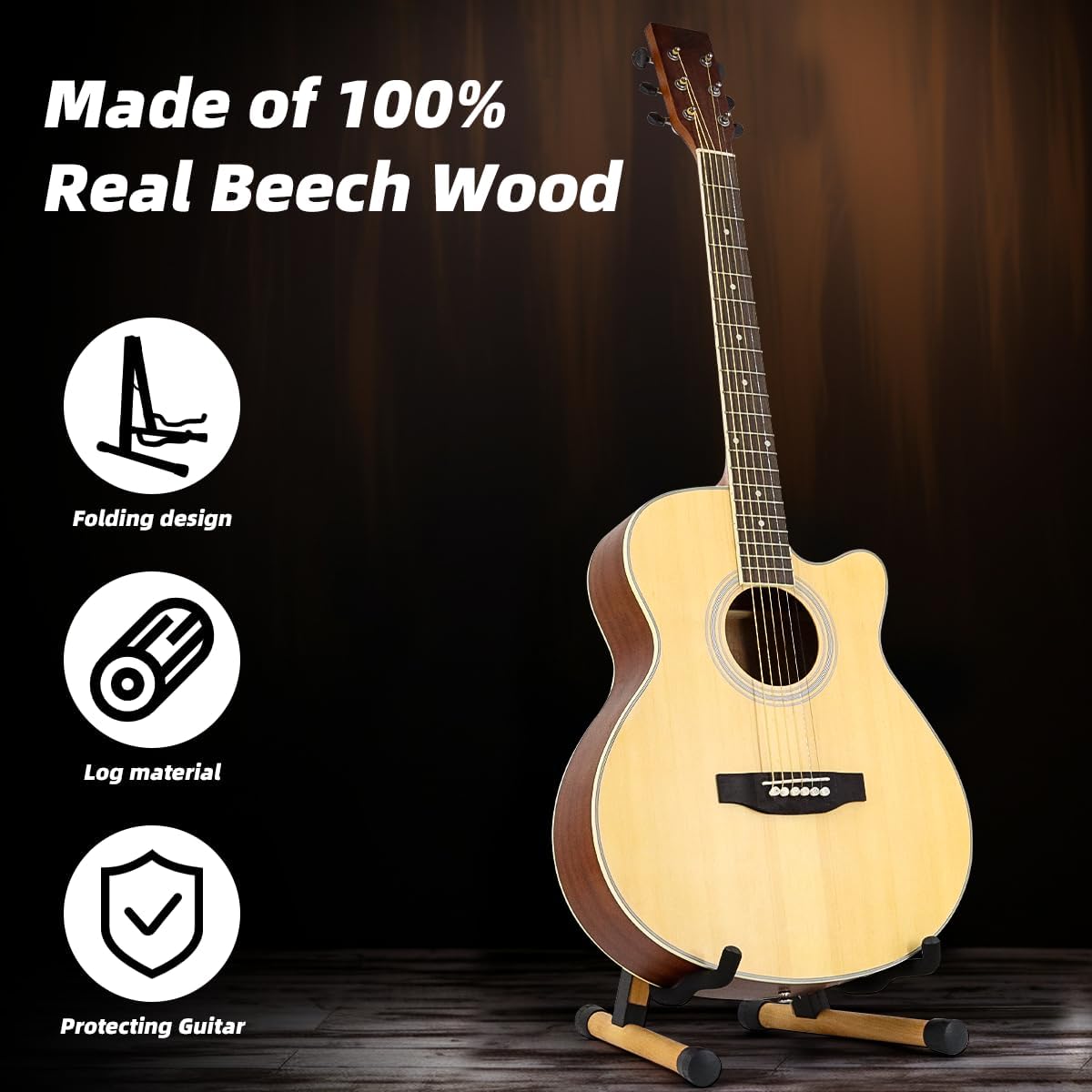 Soporte de guitarra plegable portátil de madera para guitarra acústica clásica eléctrica bajo banjo ukelele