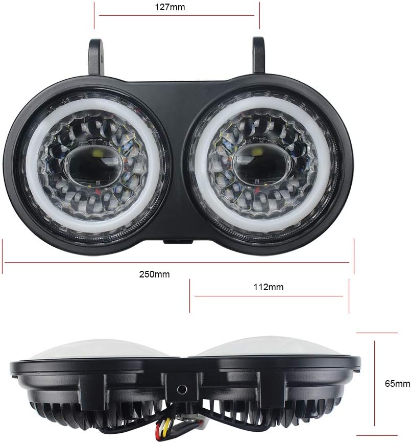 KUQIQI Buell XB – Proyector de faros delanteros LED para motocicleta, luces duales con halo blanco DRL, apto para Buell xb Modelo 2003 2004 2005