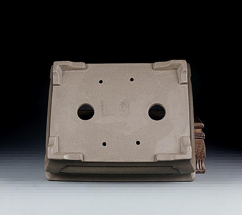 Refinado hecho a mano antiguo chino Yixing sin esmaltar Bonsai Pot Rectangular 10 pulgadas gris arcilla para el hogar jardín Bonsai Living