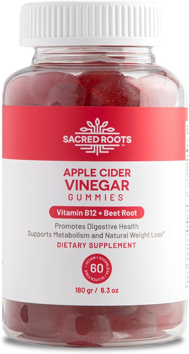 Gomitas de vinagre de sidra de manzana, 60 gomitas  Apoya la digestión saludable, gomitas de vitaminas, gomitas ACV, sin azúcar añadido y sin