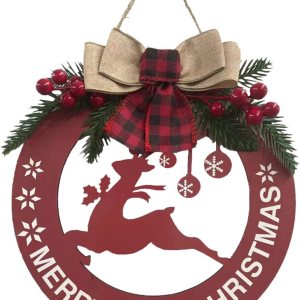 FRAKYEN Corona de Navidad de madera con nudos de lazo para pared interior exterior, ventana, festival, Acción de Gracias, otoño, decoración de otoño FRAKYEN Corona de Navidad de madera con nudos de lazo para pared interior exterior, ventana, festival, Acción de Gracias, otoño, decoración de otoño