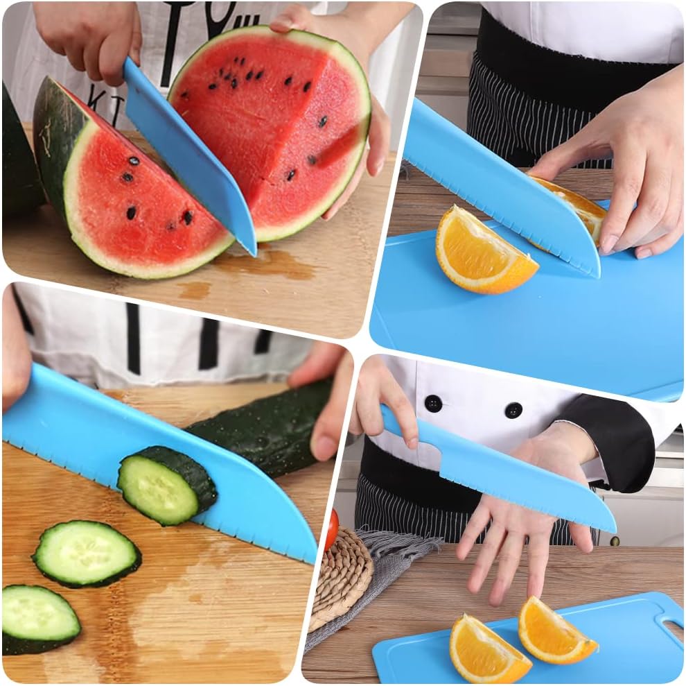 jawbush Cuchillo profesional para lechuga para evitar que se dore, cuchillo de cocina dentado de plástico de 11 pulgadas para verduras, ensalada,