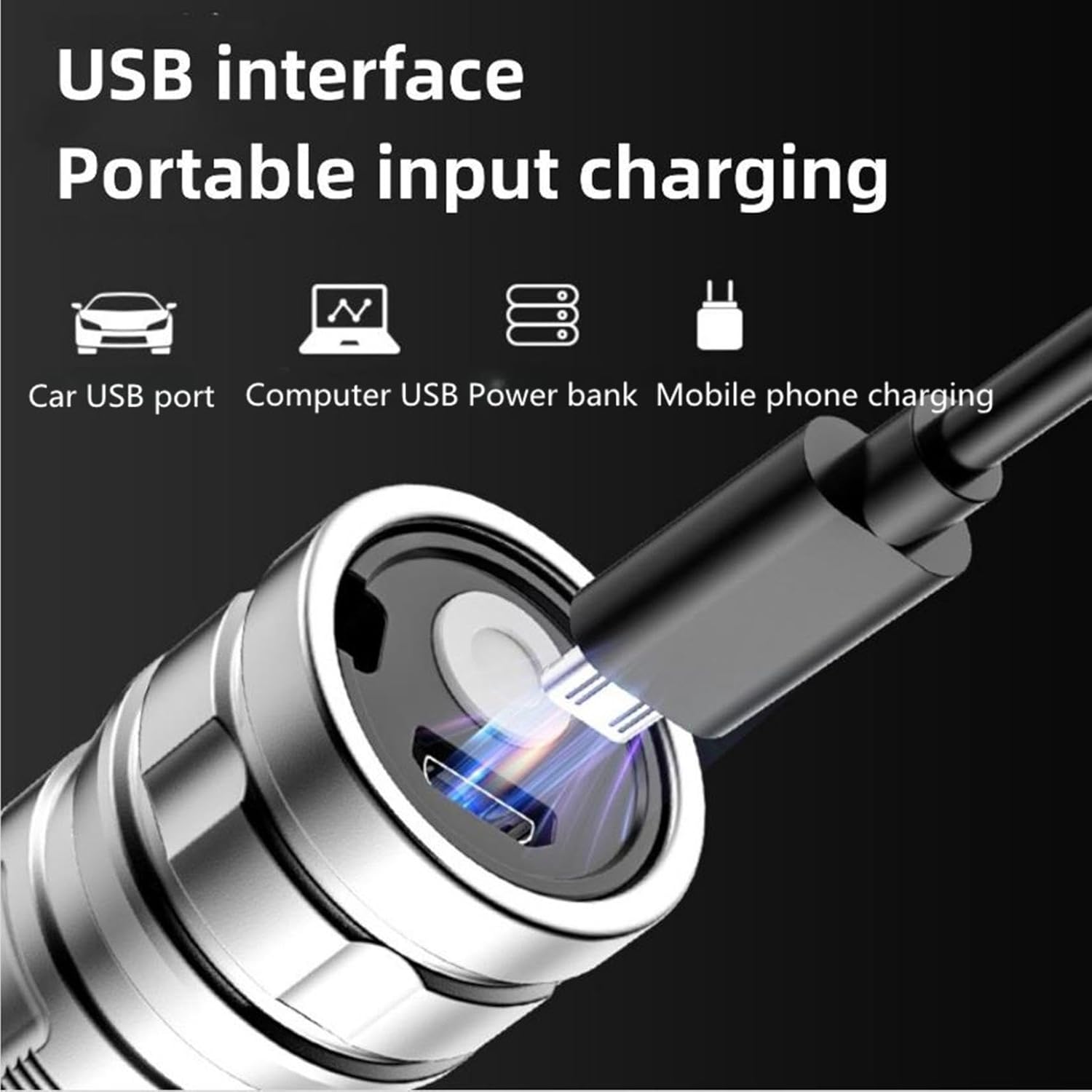 Paquete de 2 linternas LED, 100000 lúmenes, linterna súper brillante, zoomable, linterna recargable con 4 modos, potente linterna de mano (paquete